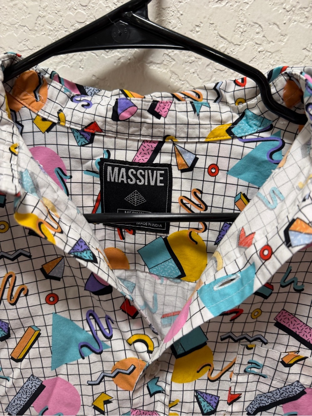 80’s Multicolored Pop Abstract Print Shirt By Massive - Picture 2 of 4